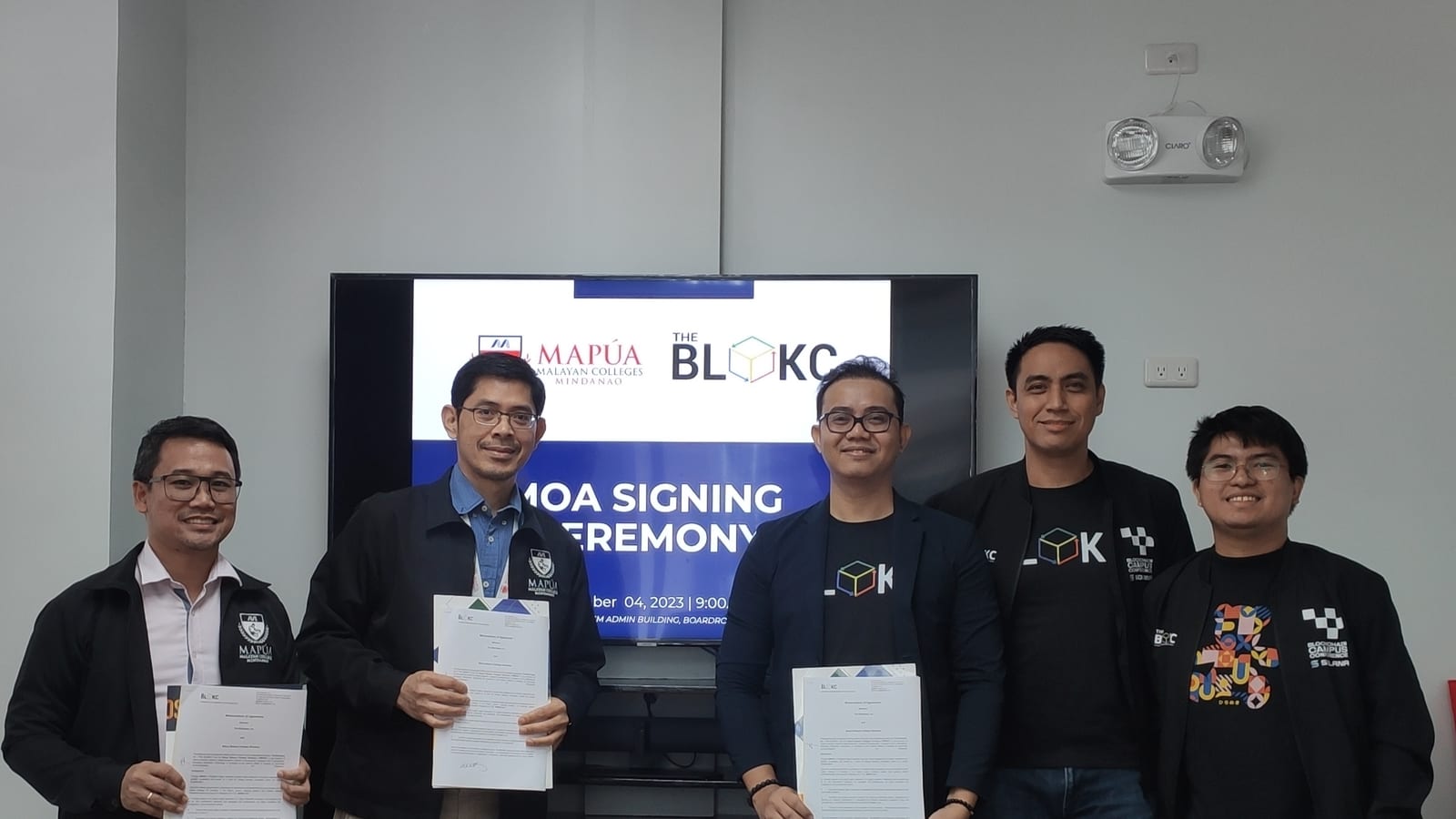 Memorandum of agreement signing ceremony between The BLOKC and Mapúa Malayan Colleges Mindanao.